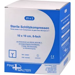 SCHLITZKOMPRESSEN 10x10 cm sterilni 8-smjerni, 25X2 kom