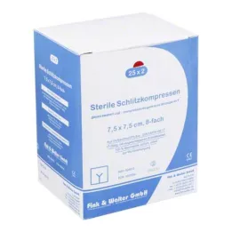 SCHLITZKOMPRESSEN 7,5x7,5 cm sterilni 8-smjerni, 25X2 kom