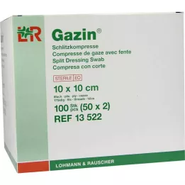 GAZIN Prorezne komprese 10x10 cm sterilne 8 slojeva, 50X2 kom