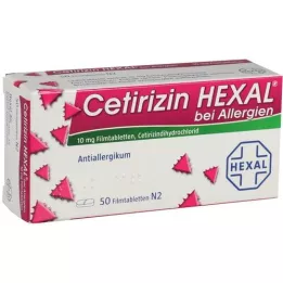 CETIRIZIN HEXAL Tablete s alergijama, prekrivene filmovima, 50 sati