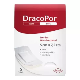 DRACOPOR Povoj za ranu 5x7,2 cm sterilan, 5 kom