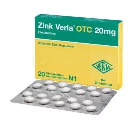 ZINK VERLA OTC 20 mg filmom obložene tablete, 20 kom