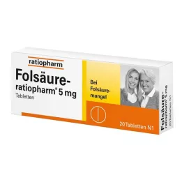 FOLSÄURE-RATIOPHARM 5 mg tablete, 20 kom