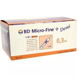 BD MICRO-FINE+ inzulinspr.3 ml U100 0,3x8 mm, 100 ST