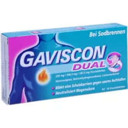 GAVISCON Dvostruko 250 mg/106,5 mg/187,5 mg žvakaćih tableta, 16 sati
