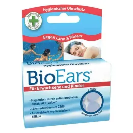 Bioears silikonski antimikrobni čepići za uši, 6 kom