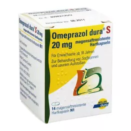 OMEPRAZOL dura S 20 mg gastrorezistentne tvrde kapsule, 14 kom