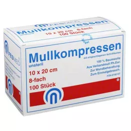 MULLKOMPRESSEN ES 10x20 cm nesterilni 8-slojni, 100 kom