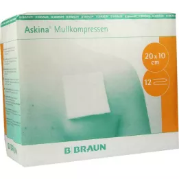 ASKINA Komprese od gaze 10x20 cm nesterilne 12 slojeva, 100 kom