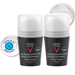Vichy Homme dezodorans Roll on za osjetljivu kožu 48h Dp (2x50 ml)