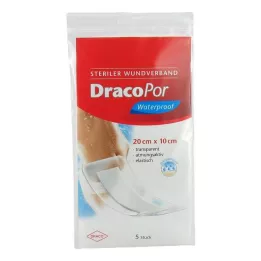 DRACOPOR vodootporna obloga za rane 10x20 cm sterilna, 5 kom