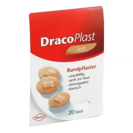 DRACOPLAST Meki flaster 2,2 cm okrugli pogodan za kožu, 20 kom