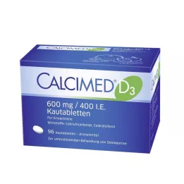 CALCIMED D3 600 mg/400 I.E. tablete za žvakanje, 96 kom