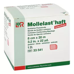 MOLLELAST ljepljivi zavoji bez lateksa 8 cm x 20 m crveni, 1 kom