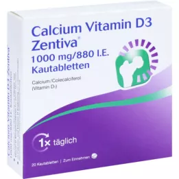 CALCIUM VITAMIN D3 Zentiva 1000 mg/880 IU Kautab, 20 kom
