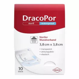 DRACOPOR vodootporna obloga za rane 3,8x3,8 cm sterilna, 10 kom