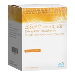 CALCIUM VITAMIN D3 acis 500 mg/400 I.E. tablete za žvakanje, 100 kom