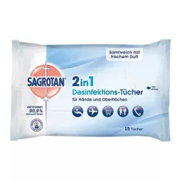 SAGROTAN 2u1 dezinfekcijske maramice, 15 kom