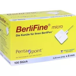 BERLIFINE Mikro kanila 0,25x8 mm, 100 ST