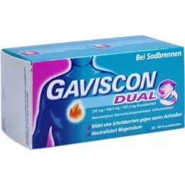 GAVISCON Dvostruko 250 mg/106,5 mg/187,5 mg žvakaćih tableta, 48 sati