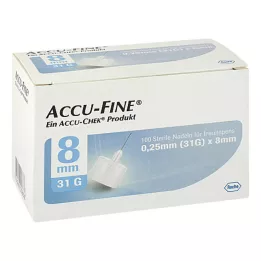ACCU FINE sterilne igle za inzulinske olovke 8 mm 31 G, 100 kom