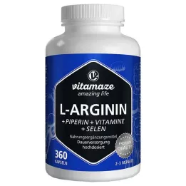 L-ARGININ 750 mg visoki d.+piperin+vitamini kapsule, 360 kom