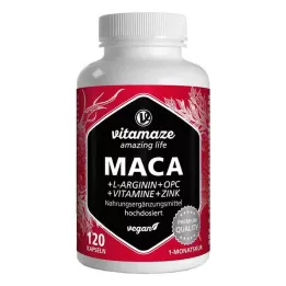 MACA 10:1 visoka doza + L-arginin +OPC+ vitamin veganske kapsule, 120 kom
