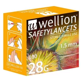 WELLION Sigurnosne lancete 28 G sigurnosne jednokratne lancete, 100 kom