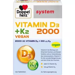 DOPPELHERZ Vitamin D3 2000+K2 System Tablets, 120 ST