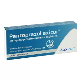 PANTOPRAZOL axicur 20 mg gastrorezistentne tablete, 7 kom