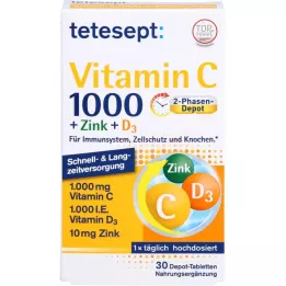 TETESEPT Vitamin C 1.000+cink+D3 1.000 I.E. tablete, 30 kom
