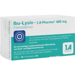 IBU-LYSIN 1A PHARMA 400 mg filma -tablete s prekrivenim pločama, 50 ST