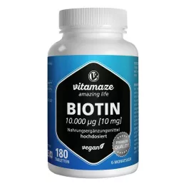 BIOTIN 10 mg visokodozne veganske tablete, 180 kom