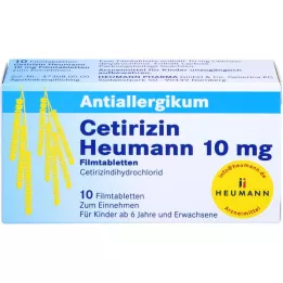 CETIRIZIN Heumann 10 mg tablete prekrivenih filmom, 10 sati