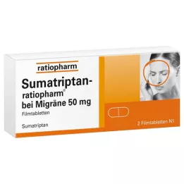 SUMATRIPTAN-ratiopharm za migrenu 50 mg filmom obložene tablete, 2 kom