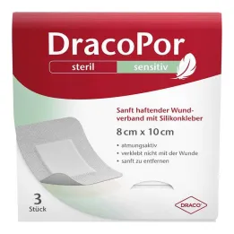 Dracopor sensitive 8x10 cm sterilni sa silikonskim ljepilom, 3 kom