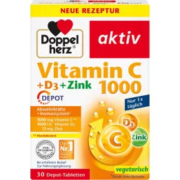 DOPPELHERZ Vitamin C 1000+D3+Zink Depot tablete, 30 sati