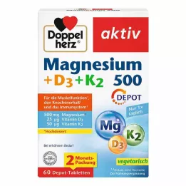 DOPPELHERZ Magnezij 500+D3+K2 Depo tablete, 60 kom