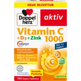 DOPPELHERZ Vitamin C 1000+D3+Zink Depot tablete, 100 ST