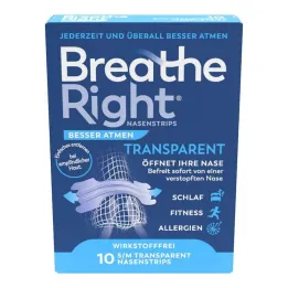 Dišite bolje Breathe Right flasteri za nos normalni prozirni, 10 kom
