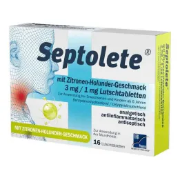 Septolete s okusom limuna i bazge 3 mg/1 mg pastile, 16 tableta