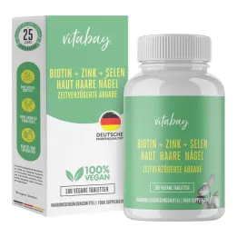 Biotin + cink + selen veganske tablete za kožu + kosu + nokte, 180 kom