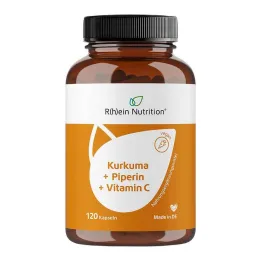 Kurkuma 95% kurkumin + piperin + vitamin C veganske kapsule, 120 kom